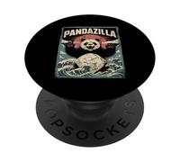 Pandazilla Panda gigante Kaiju Retro Japanese Hokusai Wave PopSockets PopGrip Adesivo
