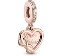 PANDELLA - Ciondolo a forma di cuore "Family" in argento Sterling 925 con placcatura in oro rosa 14 carati, Standard, Argento Sterling 925, Agata