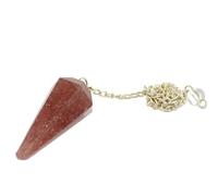 Pandiui23 Pendolo in Pietra Naturale al Quarzo Fragola, Pendolo in Cristallo, Pendolo in Cristallo Esagonale Vintage per rabdomanzia, Pendolo Chakra Reiki per Meditazione divinatoria (Quarzo Fragola)