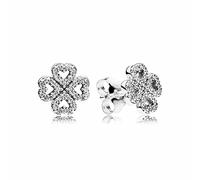 Pando delle donne petali d'amore argento orecchini studs con zirconi