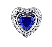 PANDOCCI 2018 inverno scintillante cuore d'amore Clear CZ e perline di cristallo blu Argento 925 fai da te Adatto per bracciali Pandora originali Gioielli di moda con ciondoli