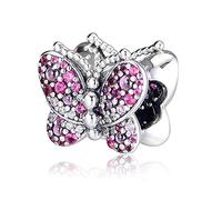 PANDOCCI 2019 Primavera Rosa abbagliante Farfalla Bead 925 Argento Fai da Te Adatto per Originale Pandora bracciali Gioielli Moda Fascino