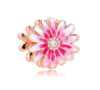 PANDOCCI 2020 Primavera Rosa Margherita Fiore Smalto Tallone Argento 925 Fai da Te Adatto per bracciali Pandora Originali Fascino Gioielli di Moda