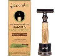 Pandoo Bamboo Safety rasoio + testina ricambio 10 pezzi Thick Handle - Barba