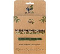 pandoo Reti per frutta e verdura | set da 3 e 6 | cotone biologico | shopping senza plastica, bianco, Confezione da 3
