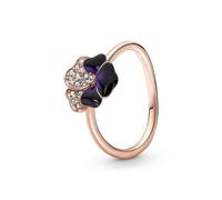 Pandora 180764C01-54 Deep Purple Pansy Flower Ring - 14k Rose Gold-Plated, Size 54