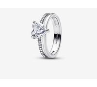 Pandora 193100c01-54 Anello Doppia Fascia con Cuore Argento taglia 54