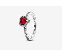Pandora 198421c02-50 Anello Cuore in Rilievo Rosso Argento taglia 50