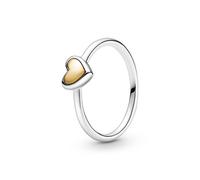 Pandora 199396C00-52 Domed Golden Heart Ring - Sterling Silver & 14k Gold, Size 52