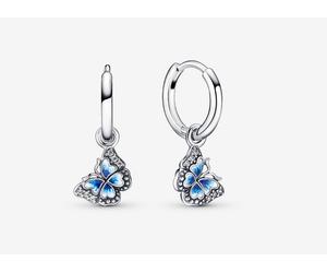 Pandora 290778c01 Orecchini Cerchi Farfalla Blu Argento
