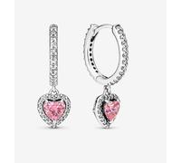 Pandora 291445c01 Orecchini Cerchi Cuori Rosa Argento