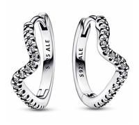 Pandora 292545C01 Sparkling Wave Hoop Earrings