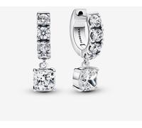 Pandora 293547c01 Orecchini Cerchi con Punto Luce e Pavè Argento