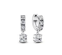Pandora 293547C01 Pavé Dangle Hoop Earrings - Sterling Silver