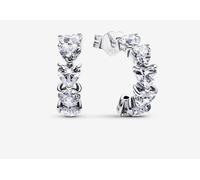 Pandora 293657c01 Orecchini Cerchi Aperti Fascia Cuori Argento