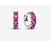 Pandora 293851c02 Orecchini Cerchi Cristalli Rosa Scuro Argento