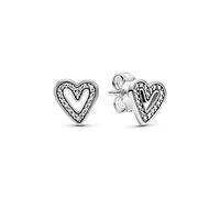PANDORA Icons Orecchini a bottone con cuore in argento Sterling con zirconia cubica trasparente