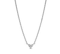 Pandora 393014C01-45 Triple Stone Heart Collier Necklace - Sterling Silver, 45 cm