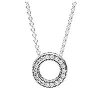 Pandora 397436CZ-45 Logo Pavé Circle Collier Necklace - Sterling Silver with Clear Cubic Zirconia, 45 cm