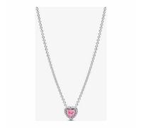 Pandora 398425C02-45 Pink Elevated Heart Necklace - Sterling Silver, 45cm