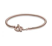 Pandora 589087C00-17 Moments T-Bar Snake Chain Bracelet - 14k Rose Gold-Plated, 17cm