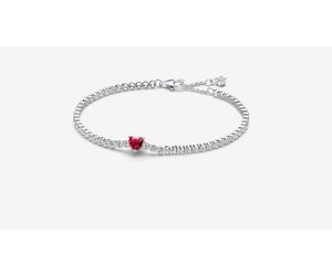 Pandora 590041C02-20 Bracciale Tennis con Cuore Rosso Argento taglia 20