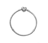 Pandora 590719-21 Moments Heart Clasp Snake Chain Bracelet - Sterling Silver, 21 cm