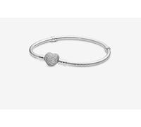 Pandora 590727CZ-16 Bracciale Moments con Chiusura a Cuore Pavè Argento tg 16