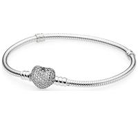 Pandora 590727CZ-19 Sparkling Heart Clasp Bracelet - Sterling Silver, 19cm