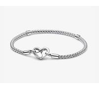 Pandora 592453C00-18 Moments Studded Chain Bracelet - Sterling Silver, Heart Clasp, 18cm