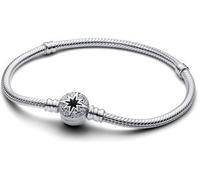 Pandora 593584C01-21 North Star Clasp Snake Chain Bracelet - Sterling Silver with Clear Cubic Zirconia, 21 cm
