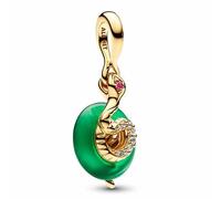 Pandora 763617C01 Snake Green Murano Glass Dangle Charm - 14k Gold-Plated