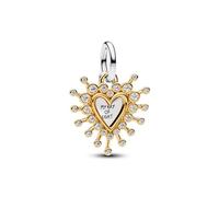 Pandora Ciondolo Moments 764141C01 – cuore in argento sterling placcato oro 14 carati con zirconi