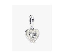 Pandora 792649c01 Charm Pendente Doppio Cuore con Perle d’Acqua Dolce Coltivate