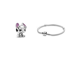 Pandora 798844C01 Perlina Disney Stitch. & Bracciale 590702HV-20 Donna Argento Iscrizione