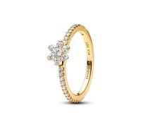 PANDORA Anello a forma di fiore scintillante in argento sterling 925 con zirconi cubici, anello da donna con fiore rialzato e pavé, impilabile, dimensioni: 58, 164499C01-58