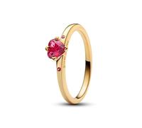 Pandora Anello a forma di cuore placcato oro 14 K con cristalli rossi e zirconi cubici trasparenti, misura 60 EU, oro, 60, Nessun altro materiale, Cristallo