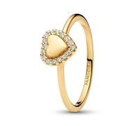 PANDORA Timeless 163801C01-52 - Corona a forma di cuore, in argento sterling placcato oro 14 carati, con zirconi, misura 52, Argento sterling, Zirconia cubica