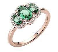 PANDORA Anello da donna a tre pietre vintage rosa/verde 180057C01, argento sterling, Zircone cubico
