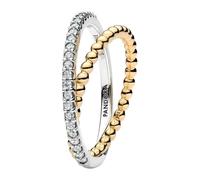 PANDORA Anello da donna bicolore crossover sfere e pavé 164827C01