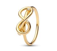 PANDORA Moments 163759C01-58 - Anello con nodo dell'infinito in argento sterling placcato oro 14 carati, con zirconi, misura 58, Argento sterling, Zirconia cubica