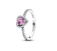 PANDORA Anello da donna in argento con cuore in rilievo viola chiaro 198421C12