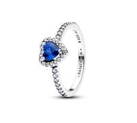 PANDORA Anello da donna in argento con cuore sublime, blu principessa, 198421C09, 58, Argento sterling, Zirconia cubica