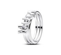 PANDORA Anello da donna in argento con lettera "Mum", 194458C01, 50/15,9, Argento sterling, Zirconie sintetico