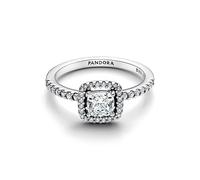 Pandora Anello da donna Brilliant Square Halo 193555C02 Argento Sterling Zirconia cubica 52/16,6
