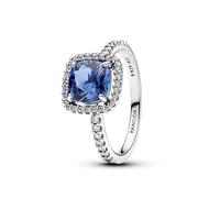 PANDORA Anello da donna in argento scintillante quadrato blu Alone 193550C01, 58/18,5, Argento sterling, Cristallo