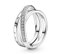 Pandora Anello Da Donna In Argento Trevolte Incrociato Pavé Binari 199057C01