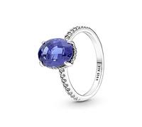 PANDORA Timeless, anello a forma di cerchio in argento Sterling con cristallo blu principessa e zirconia cubica trasparente, 52