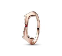 PANDORA Anello di Scarlet Witch della Marvel placcato oro rosa 14 carati con cristallo rosso salsa, 54