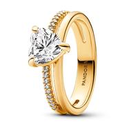 Pandora Anello Donna Doppia Fascetta Con Cuore Zirconia Oro 4 mm